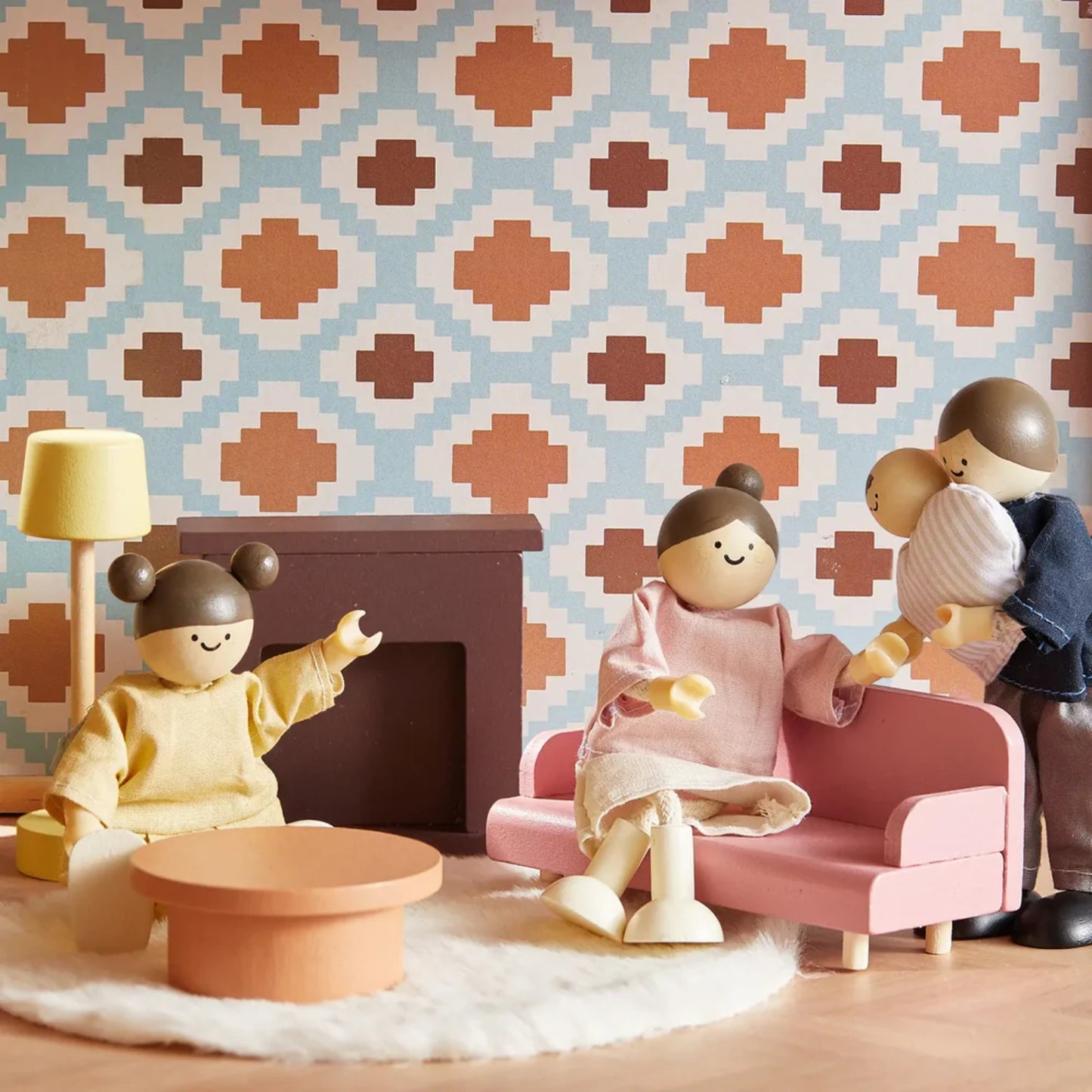 Little Teekies Wooden Dollhouse with Dolls & Furniture