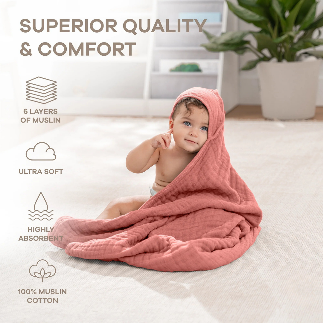 Little Teekie Soft Muslin Baby Hooded Towel Set