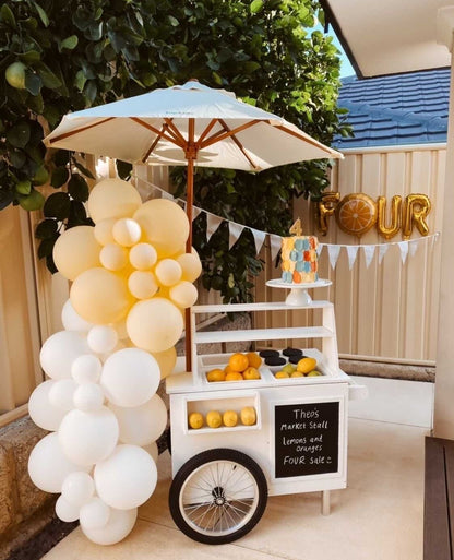 Little Teekie Wooden Outdoor Mud Kitchen Cart with Umbrella
