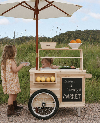 Little Teekie Wooden Outdoor Mud Kitchen Cart with Umbrella