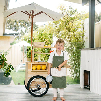 Little Teekie Wooden Outdoor Mud Kitchen Cart with Umbrella