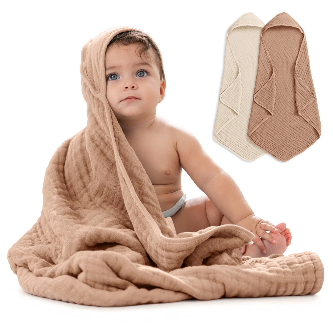 Little Teekie Soft Muslin Baby Hooded Towel Set
