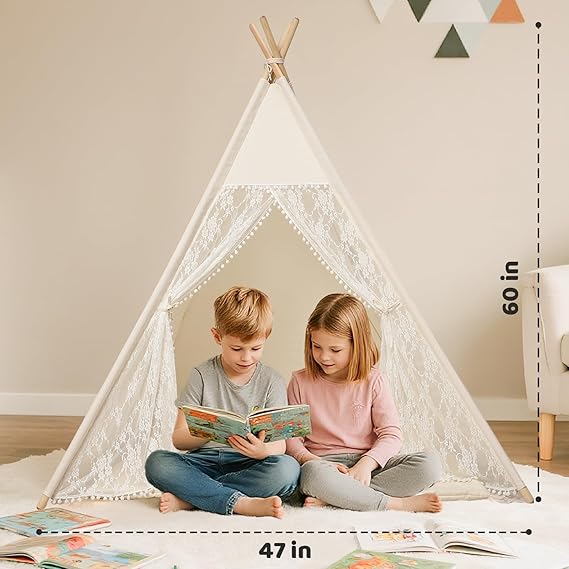 Little Teekie Kids Foldable Teepee Tent with Lights for Girls Indoor