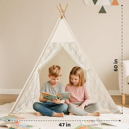Little Teekie Kids Foldable Teepee Tent with Lights for Girls Indoor