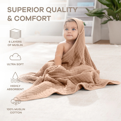 Little Teekie Soft Muslin Baby Hooded Towel Set