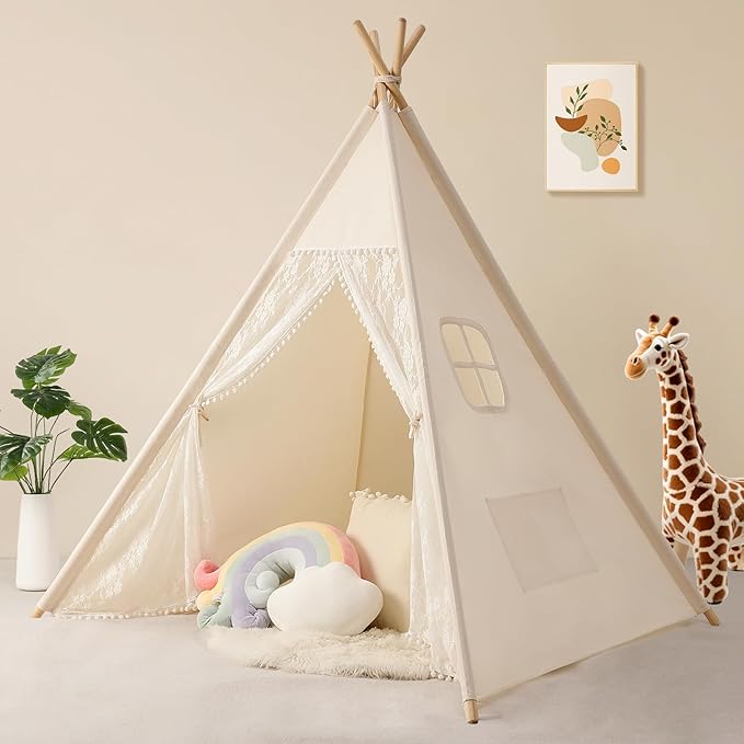 Little Teekie Kids Foldable Teepee Tent with Lights for Girls Indoor