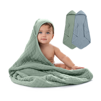 Little Teekie Soft Muslin Baby Hooded Towel Set