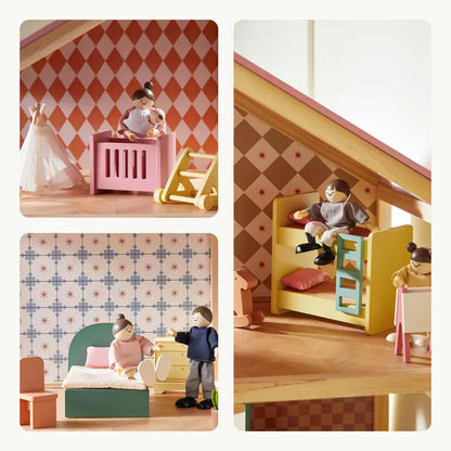 Little Teekies Wooden Dollhouse with Dolls & Furniture
