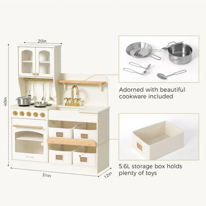 Montessori Wooden Play Kitchen with Storage