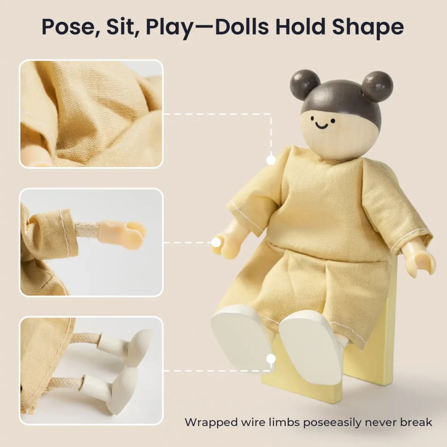Little Teekies Wooden Dollhouse with Dolls & Furniture