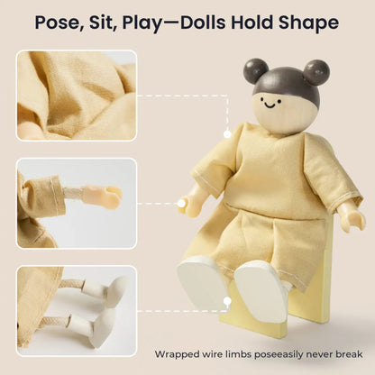 Little Teekies Wooden Dollhouse with Dolls & Furniture