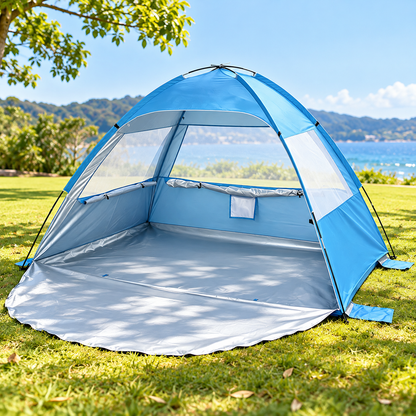 Little Teekie Pop-Up Baby Beach Tent | UPF 50+ with Mesh Sides & Sand Pockets – Blue