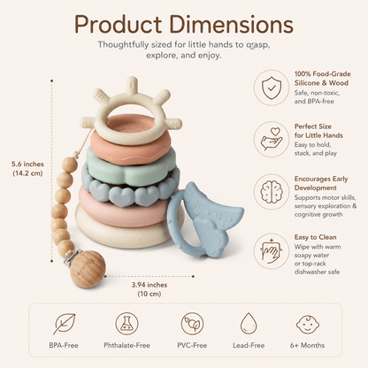 Little Teekie Silicone Stacking Teether Rings