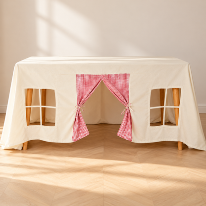 Little Teekie Table Play Tent | Fits Over Dining Tables, 230*300cm – Beige Pink