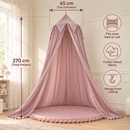 Little Teekie Sheer Bed Canopy | Hanging Cot & Kids Bed Canopy – Dusty Mauve