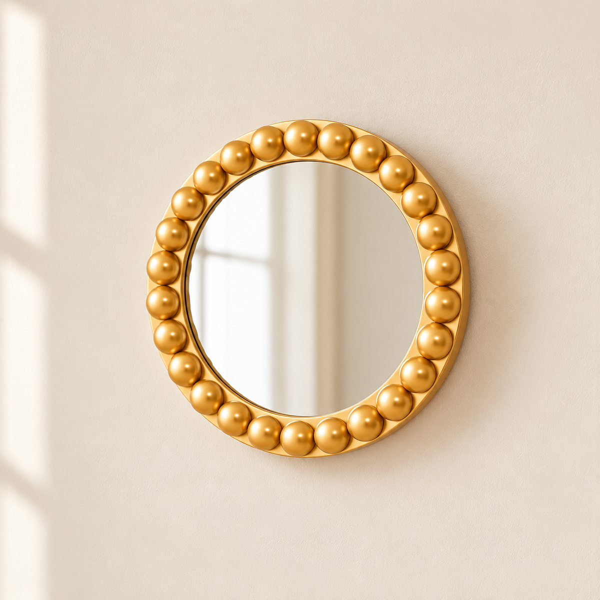 Little Teekie Round Bobbin Mirror | Decorative Kids Room and Nursery Wall Mirror – Gold