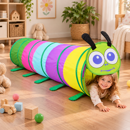 Little Teekie Play Tunnel | OEKO-TEX Cotton Canvas, Foldable – Caterpillar