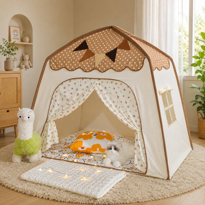 Little Teekie Kids Bed Canopy Play Tent Brown Polka Dot
