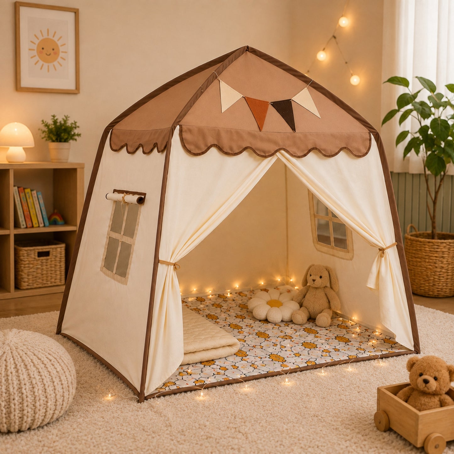 Little Teekie Kids Bed Canopy Play Tent Brown Canopy