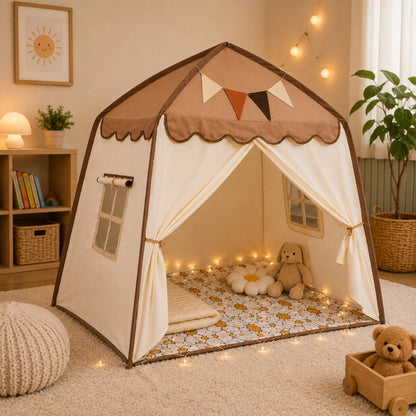 Little Teekie Kids Bed Canopy Play Tent Brown Canopy
