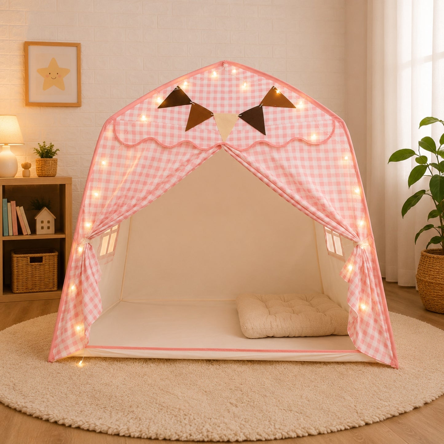 Little Teekie Kids Bed Canopy Play Tent Pink Gingham