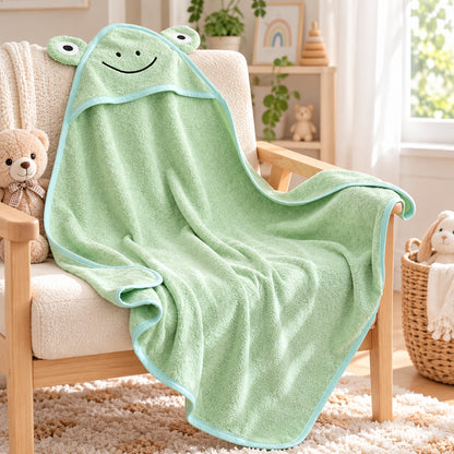 Little Teekie Personalised Hooded Baby Towel | 100% Organic Cotton with Embroidered Name – Sage Green