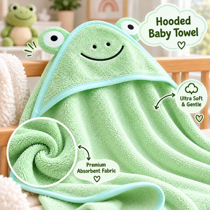 Little Teekie Personalised Hooded Baby Towel | 100% Organic Cotton with Embroidered Name – Sage Green