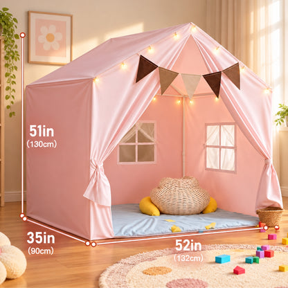 Little Teekie Large Kids Play Tent with Star Lights | Indoor Playhouse Tent - Pink