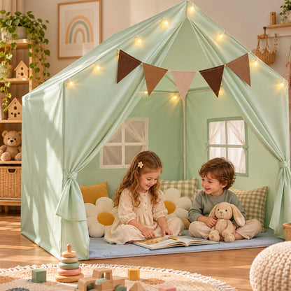 Little Teekie Large Kids Play Tent with Star Lights | Indoor Playhouse Tent - Green