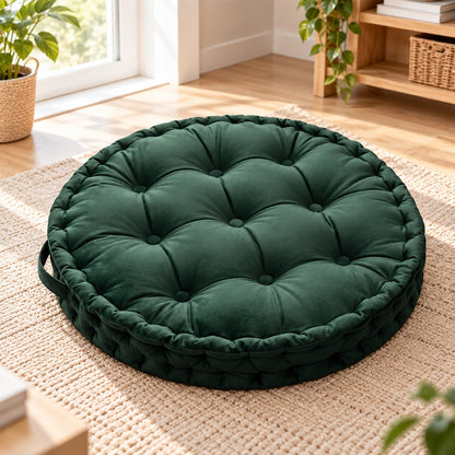 Little Teekie Kids Floor Cushion 60cm | Plush Fabric Reading Nook Cushion – Green