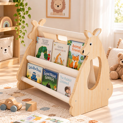 Little Teekie Kangaroo Book Storage | Kids Front-Facing Book Rack – Pebble