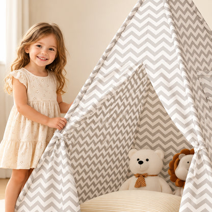 Little Teekie Kids Teepee Tent | Easy-Assemble Indoor Play Teepee – Zigzag