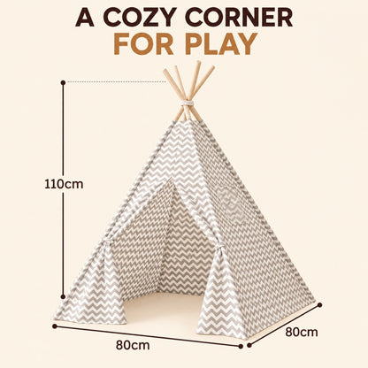Little Teekie Kids Teepee Tent | Easy-Assemble Indoor Play Teepee – Zigzag