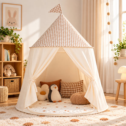 Little Teekie Pop-Up Play Tent | Cotton, Mesh Windows & Flag Roof