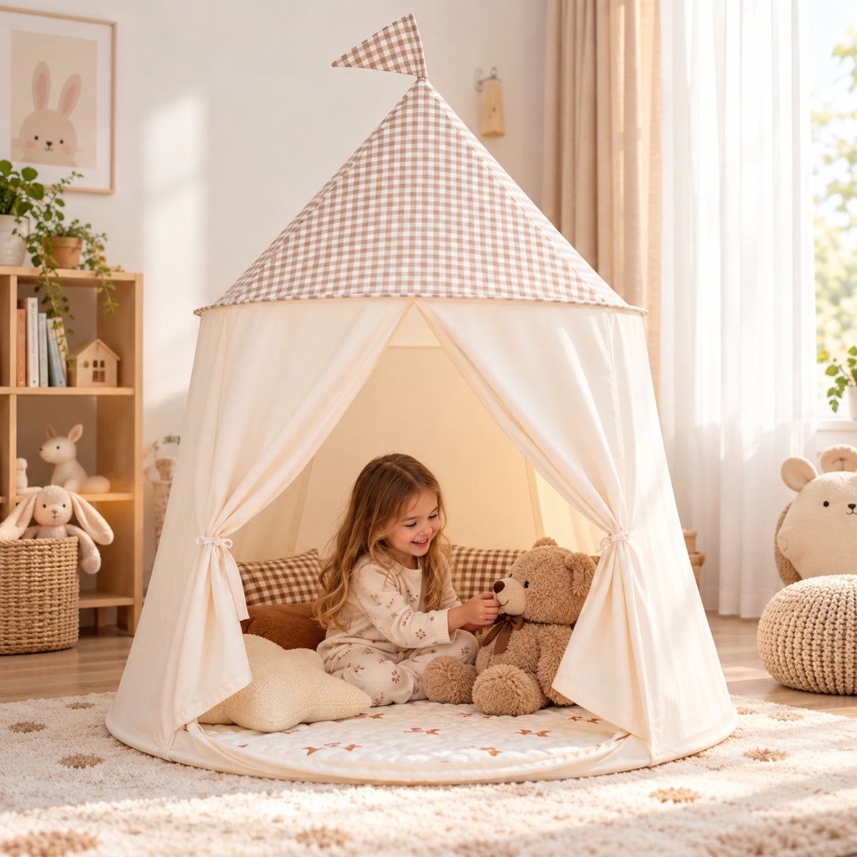 Little Teekie Pop-Up Play Tent | Cotton, Mesh Windows & Flag Roof