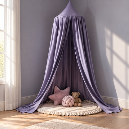 Little Teekie Kids Bed Canopy | Hanging Cot and Bed Canopy or Reading Den, 270 cm – Dusky Purple