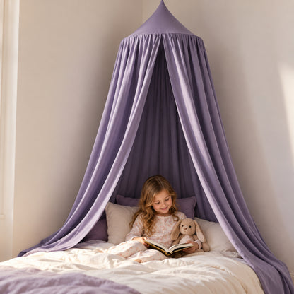 Little Teekie Kids Bed Canopy | Hanging Cot and Bed Canopy or Reading Den, 270 cm – Dusky Purple