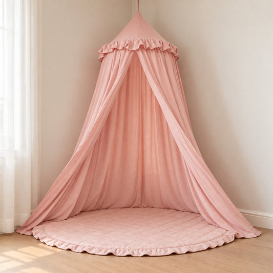 Little Teekie Kids Bed Canopy | Soft Drape, Doubles as Storage – Dusky Pink