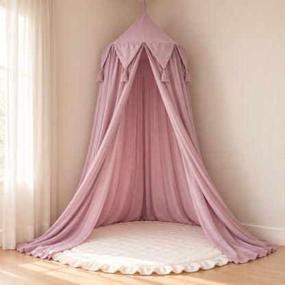 Little Teekie Sheer Bed Canopy | Hanging Cot & Kids Bed Canopy – Dusty Mauve