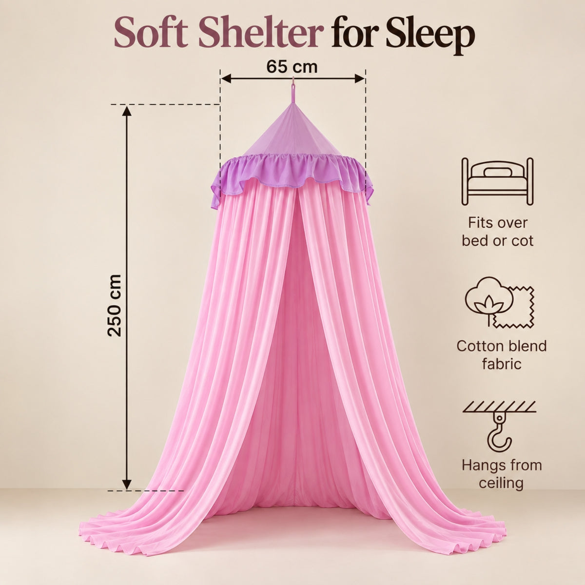Little Teekie Cotton Bed Canopy | Non-Toxic Materials, Ample Storage – Pink