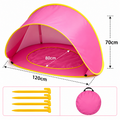 Little Teekie 3-in-1 Baby Beach Tent with Splash Pool | UPF 50+ Pop-Up Sun Shade - Pink