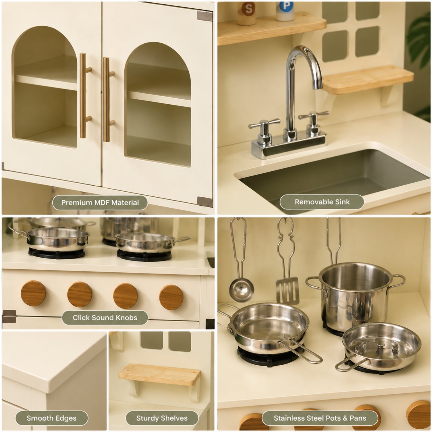 Montessori Wooden Play Kitchen with Storage