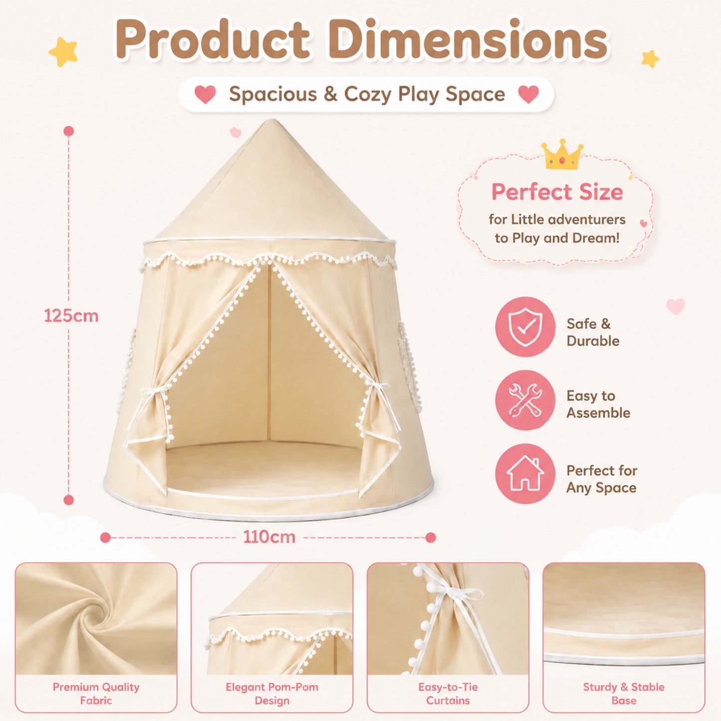 Little Teekie Princess Play Tent Indoor Kids Castle