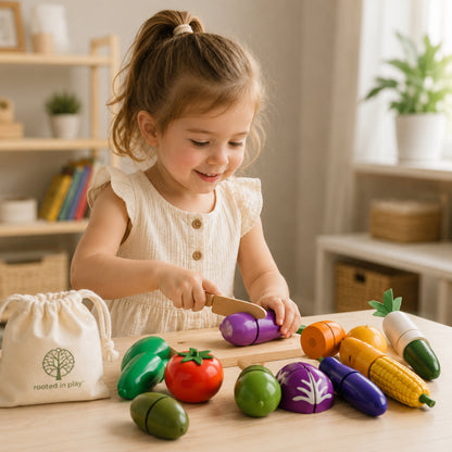 Little Teekie Wooden Fruit & Veggie Play Food Set