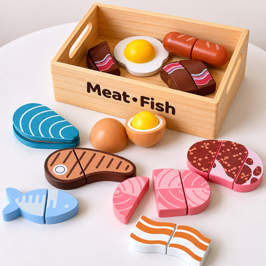 Little Teekie Wooden Meat & Seafood Play Food Set