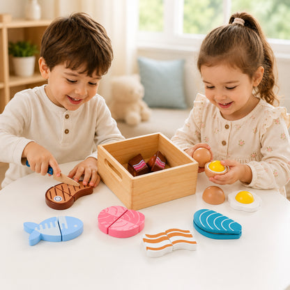 Little Teekie Wooden Meat & Seafood Play Food Set
