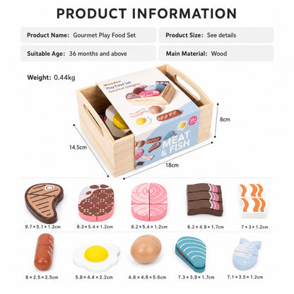 Little Teekie Wooden Meat & Seafood Play Food Set
