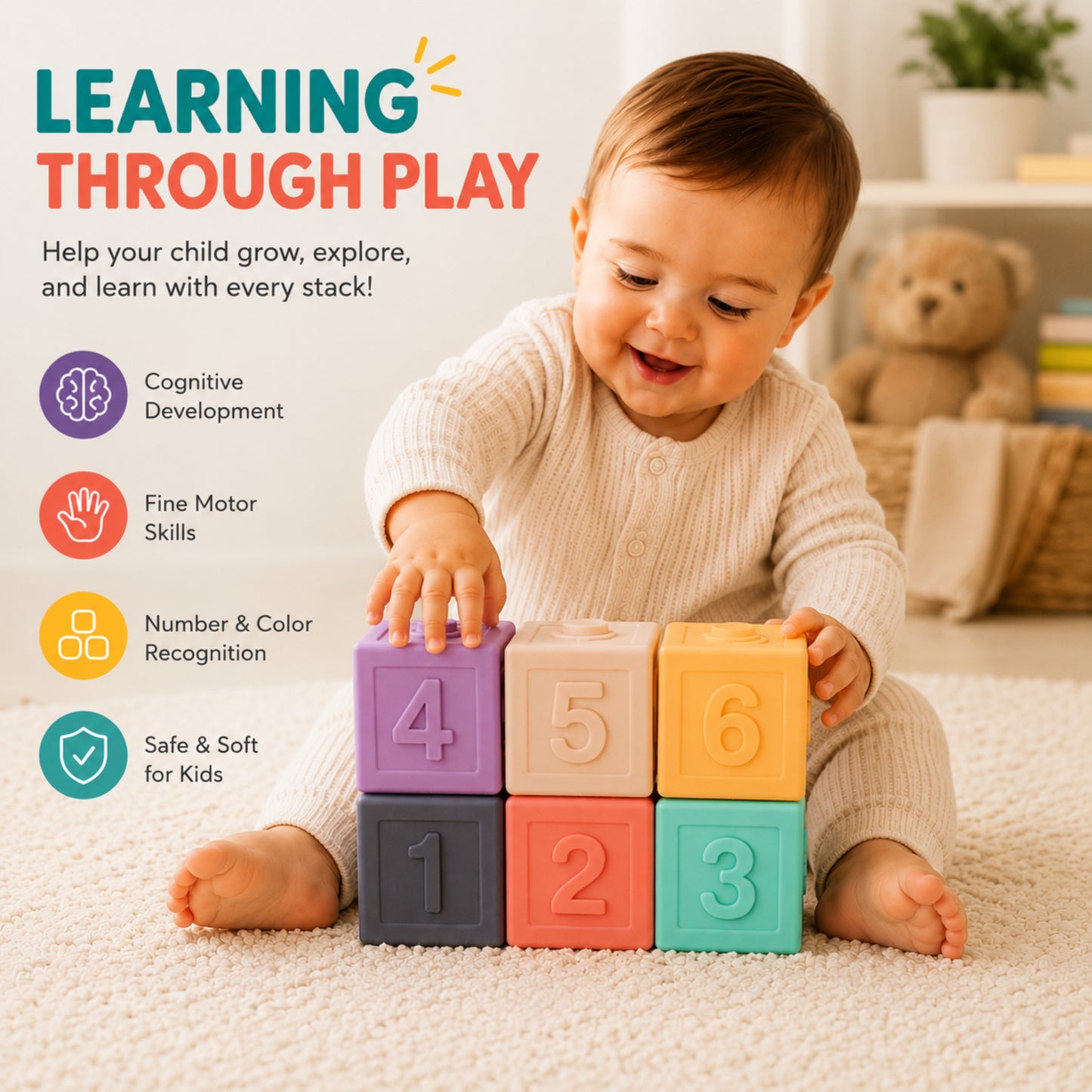 Little Teekie Soft Silicone Baby Dice Set