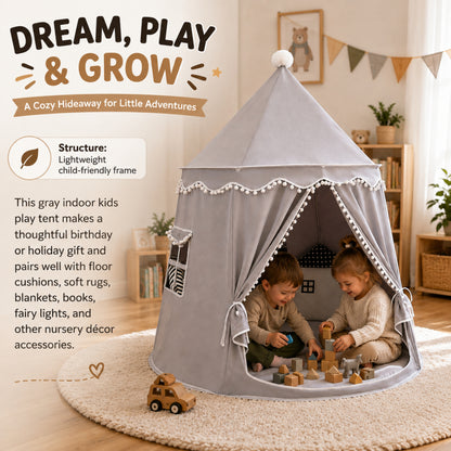 Kids Play Tent Indoor Princess Teepee | Gray