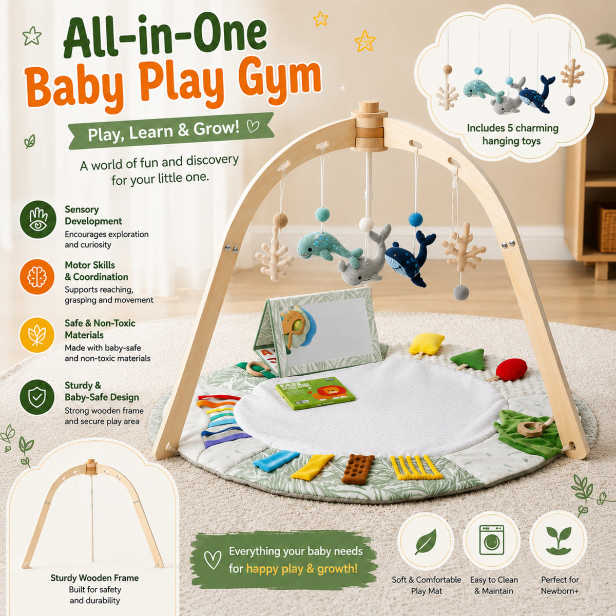 Little Teekie Ocean Baby Play Gym & Sensory Activity Mat